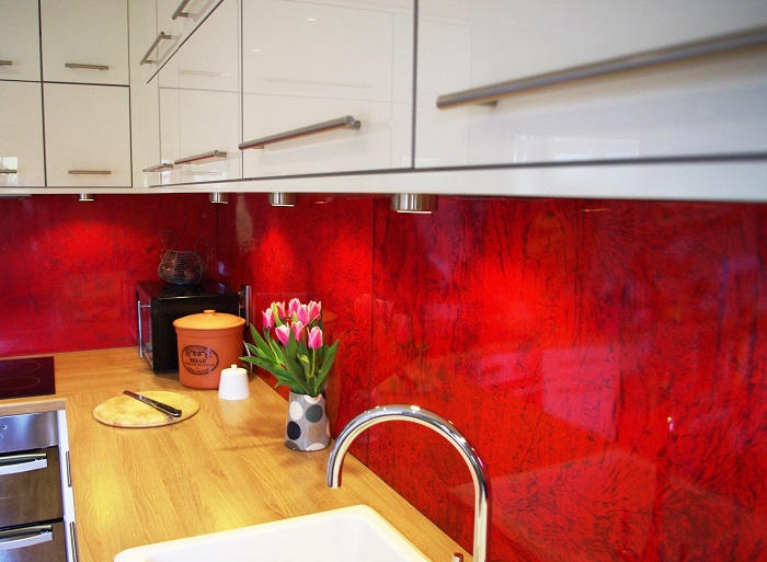Kitchen Splashback; custom paint finished Chris Bose
