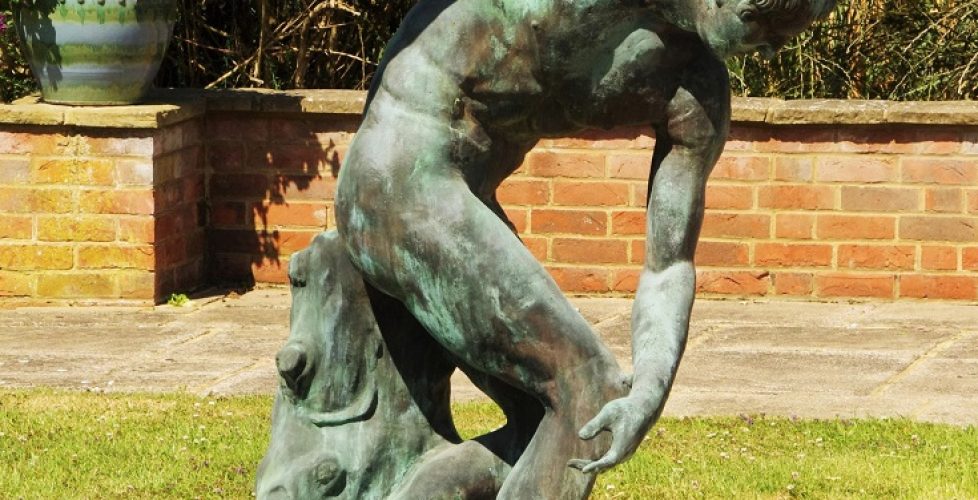 Verdigris finishing on garden sculptures.